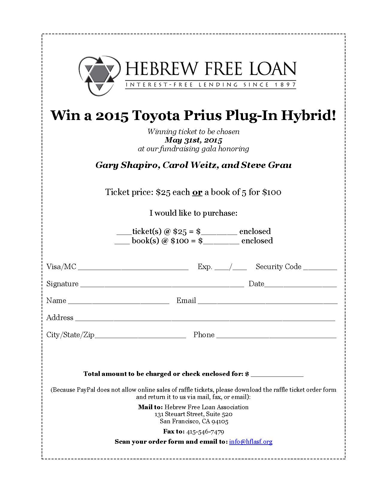 Raffle order form 2015
